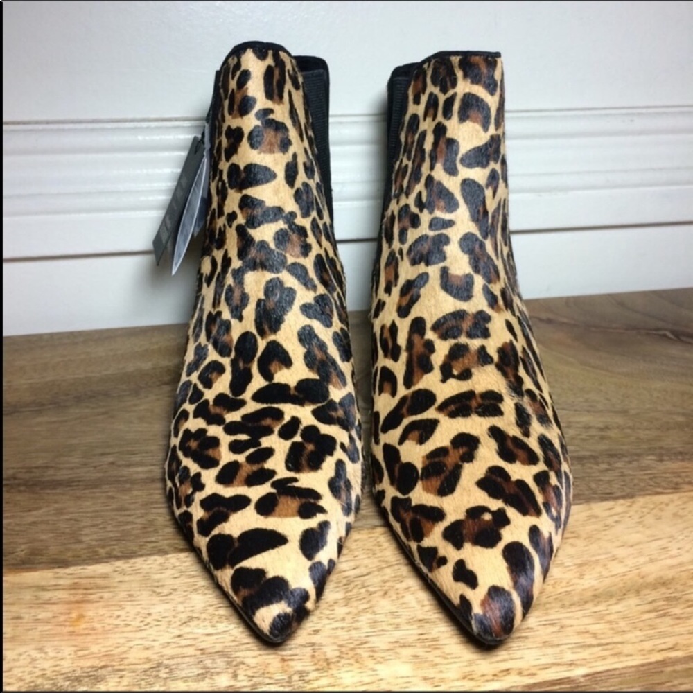 Zara leopard print kitten heel ankle bootie